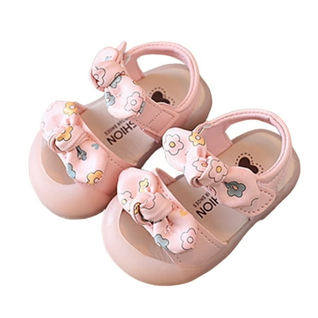 

NUZYZ Baby Floral Print Sandals Super Soft Non-Slip Easy-wearing Wear Resistant Comfortable Bow-Knot Style Baby Supplies