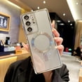 thumbnail image 5 of for Samsung Galaxy S21 Ultra Case Magnetic Clear with Camera Lens Protector Full Protection MagSafe Electroplated Silicone Slim Fit Shockproof Protective Phone Case 6.8 Inch - Silver, 5 of 13