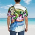thumbnail image 4 of Susaid Alligator Donut Pool Float Print Hawaiian Shirts for Men Women,Hawaiian Summer Short-Sleeve Casual Relaxed-Fit Button-Down,Medium, 4 of 7