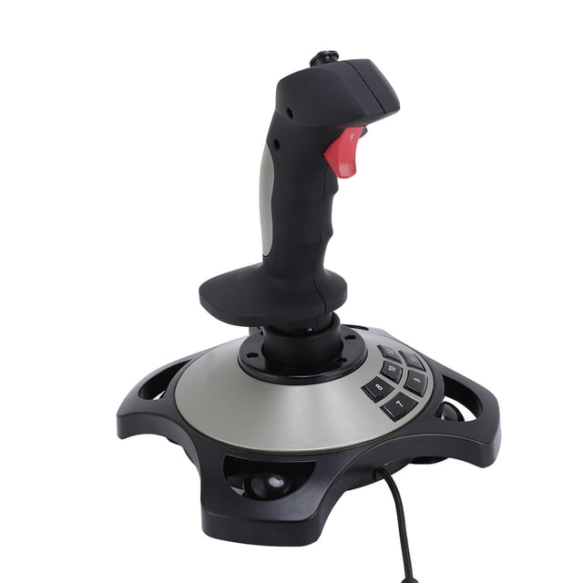 Manette Joystick de Simulateur de Vol, Bâton de Vol de Jeu Prise Confortable 12 Boutons Programmables Intensité de Vibration Réglable USB Filaire pour 7 8 10 11