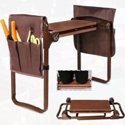 Heavy-Duty Folding Garden Kneeler & Seat Stool with EVA Foam Cushion, 2 Tool Pouches - Versatile Brown/Purple/Green Bench for Gardening, Camping, Fishing, Fishing Accessories|Foldable Design|Durable