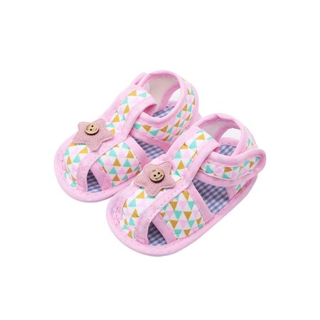 

Babula Baby Toddler Star Stitching Cotton Triangle Print Sandals Shoes