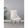 thumbnail image 4 of K-LIVING FANCY BEIGE-COLORED TUFTED VELVET CHAIRS WITH STAINLESS STEEL LEGS & STURDY BACK HANDLE (2 CHAIRS), 4 of 5