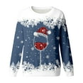 thumbnail image 4 of Fiaer Christmas Crewneck Sweatshirts Women Snowflake Glass Oversized Pullover Long Sleeve Baggy Fall Tops Navy XXL, 4 of 4