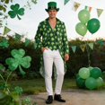 thumbnail image 2 of CONZONE St. Patrick Day Mens Elf Dress Up Green Clover Tailcoat And Hat Outfit Funny Party Stage Performance Clothes Set, 2 of 9