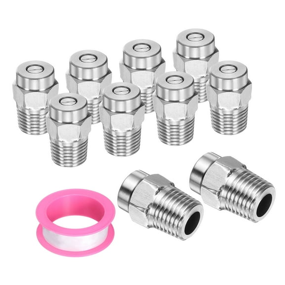 Uxcell 10pcs Surface Clean Tip 50 Degree 1/4 Inch NPT Male 0.977 Orifice 4000 PSI Stainless Steel Threaded Pressure Washer Spray Nozzles for Water gun Water Broom