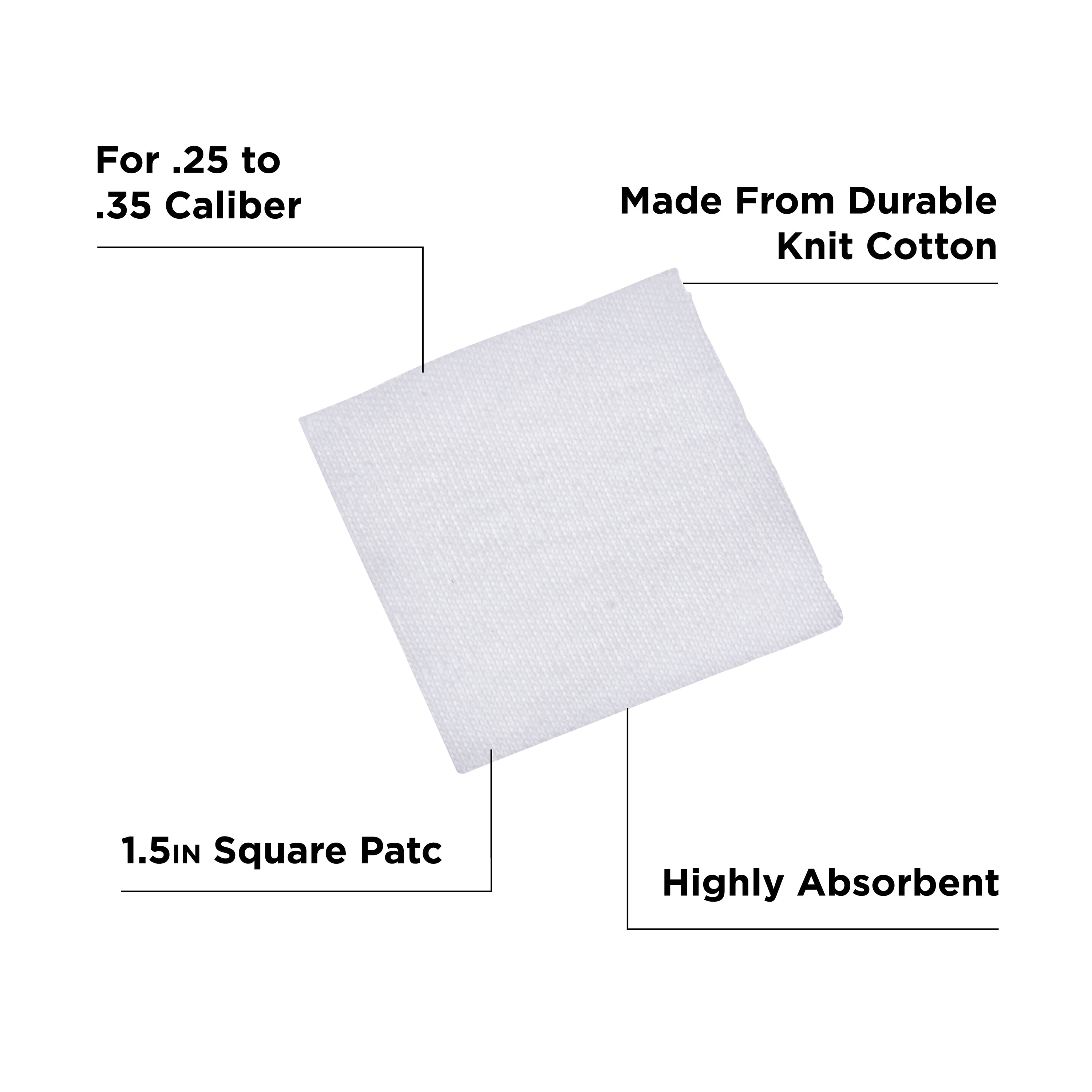 Allen Company 1.5" Square Cotton Firearm Cleaning Patches, 250-Pack, .25 to .35 Cal., White, N/A