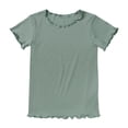 thumbnail image 6 of larppty Girls Shorts Set 2‑Piece Ribbed Knit Summer Outfit Short Sleeve Top & Elastic Waist Shorts Casual Playwear（Green， 4-5 Years）, 6 of 9