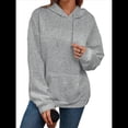 thumbnail image 2 of Sudadera Informal con Capucha de Jacquard Texturizado para Mujer, Sudadera Holgada de Larga de Color Liso Y2K con Bolsillos. Gris L, 2 of 10