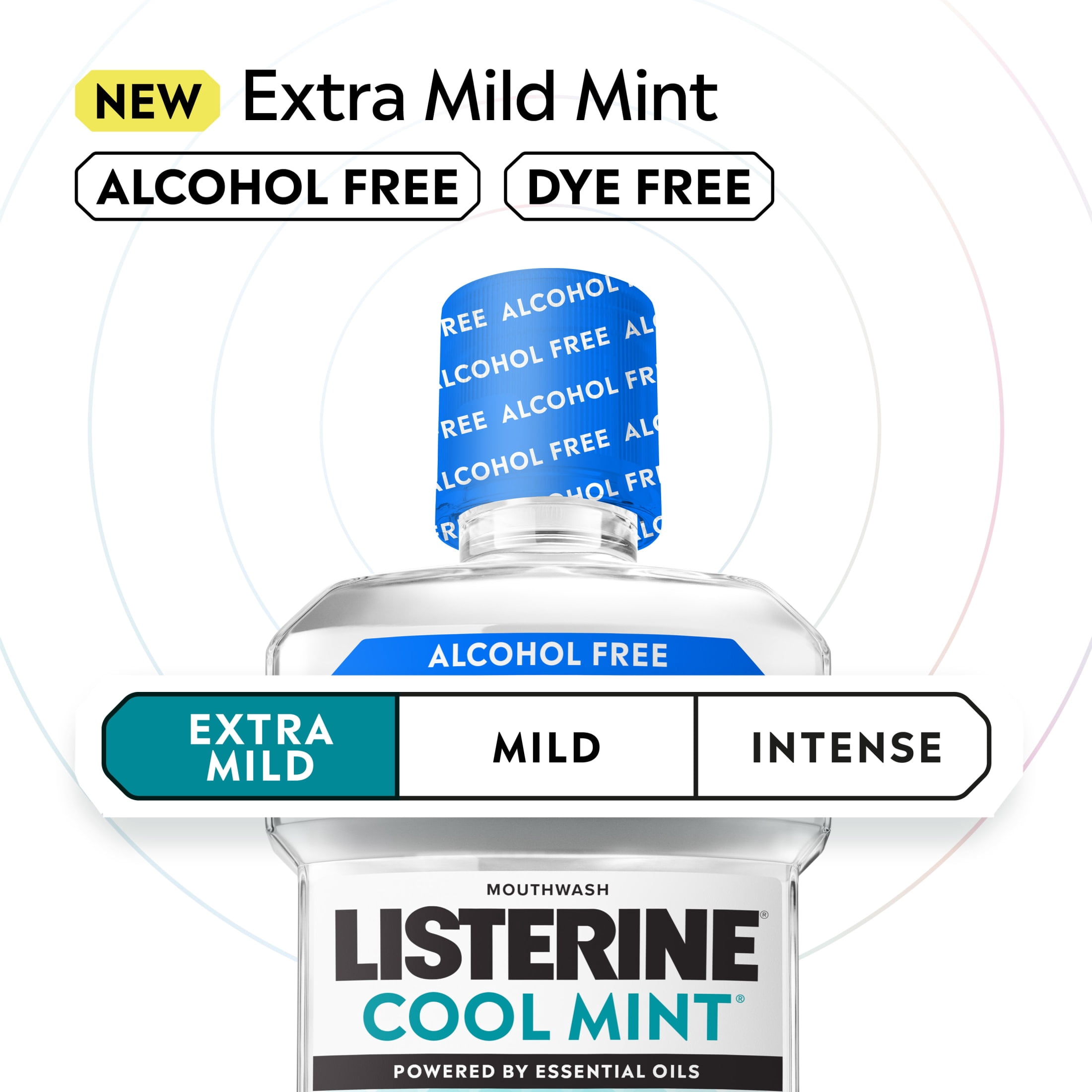 Listerine Extra Mild Alcohol-Free Mouthwash, Cool Mint, 250 mL
