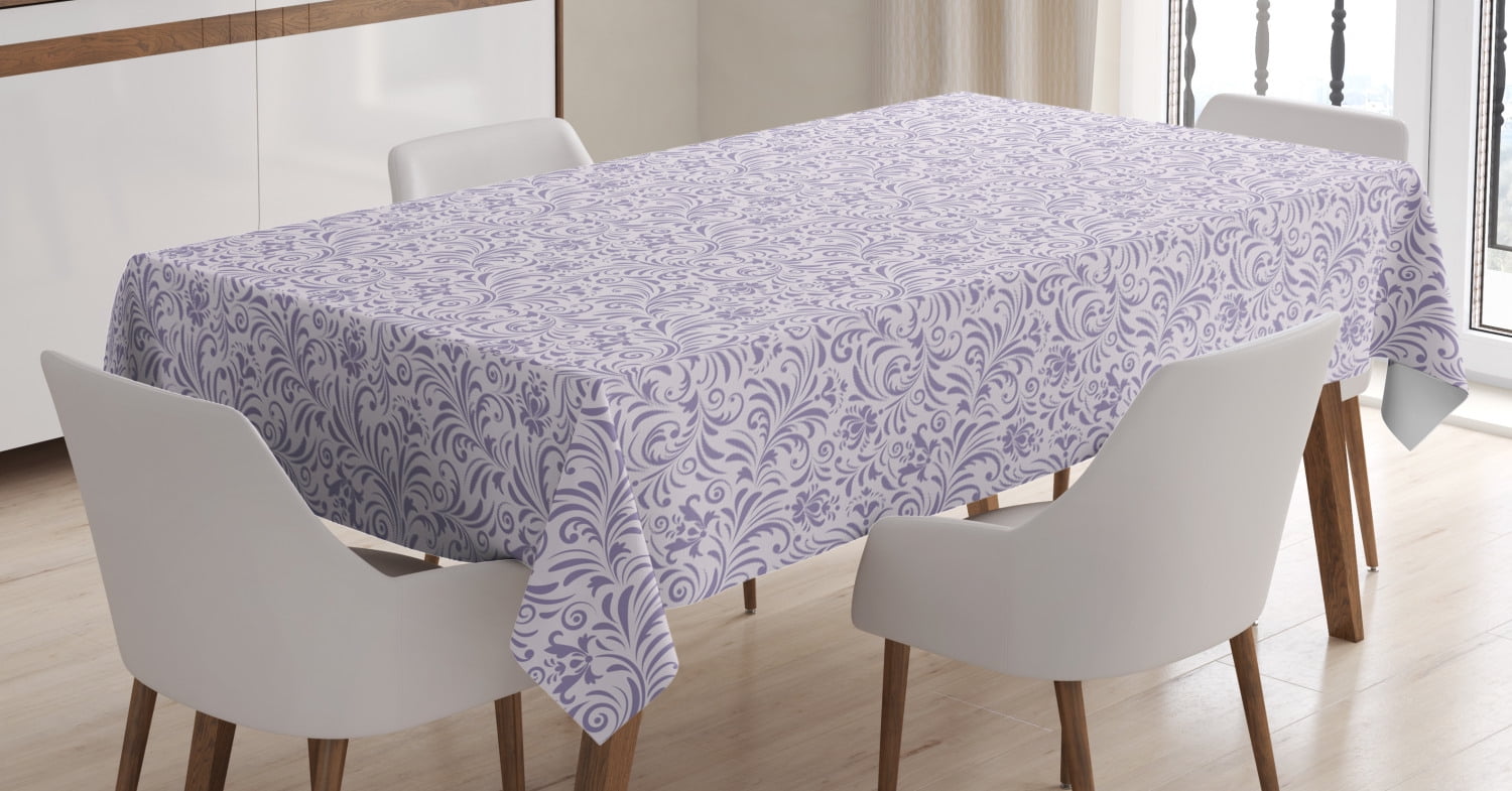 Floral Tablecloth, Pattern with Abstract Flowers in Pastel Colors Curly