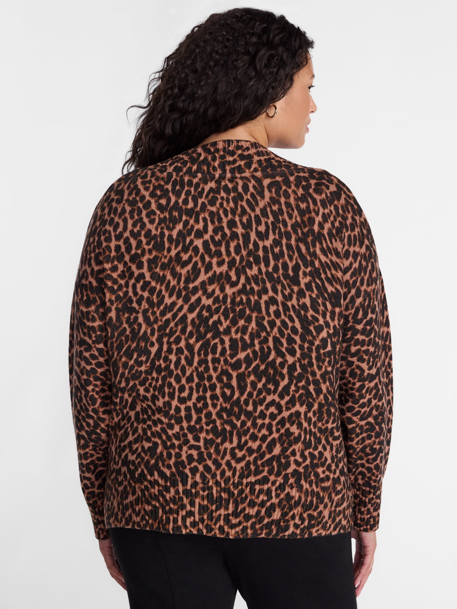 Terra & Sky Women's Plus Deep V-Neck Sweater with Long Sleeves, Midweight, Sizes 0X-5X