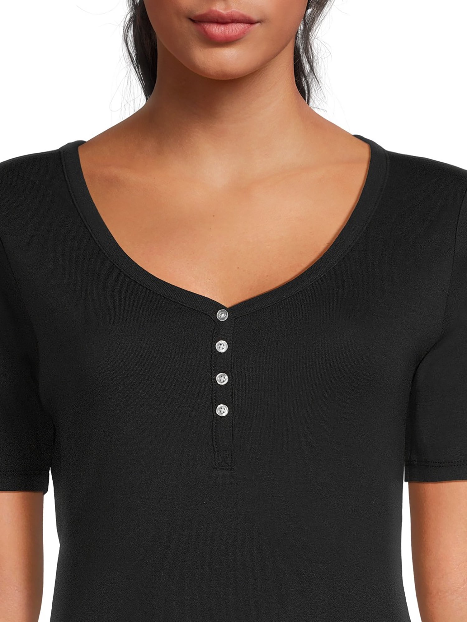 RealSize Women's Ribbed Henley Shirt, Sizes XS-3XL