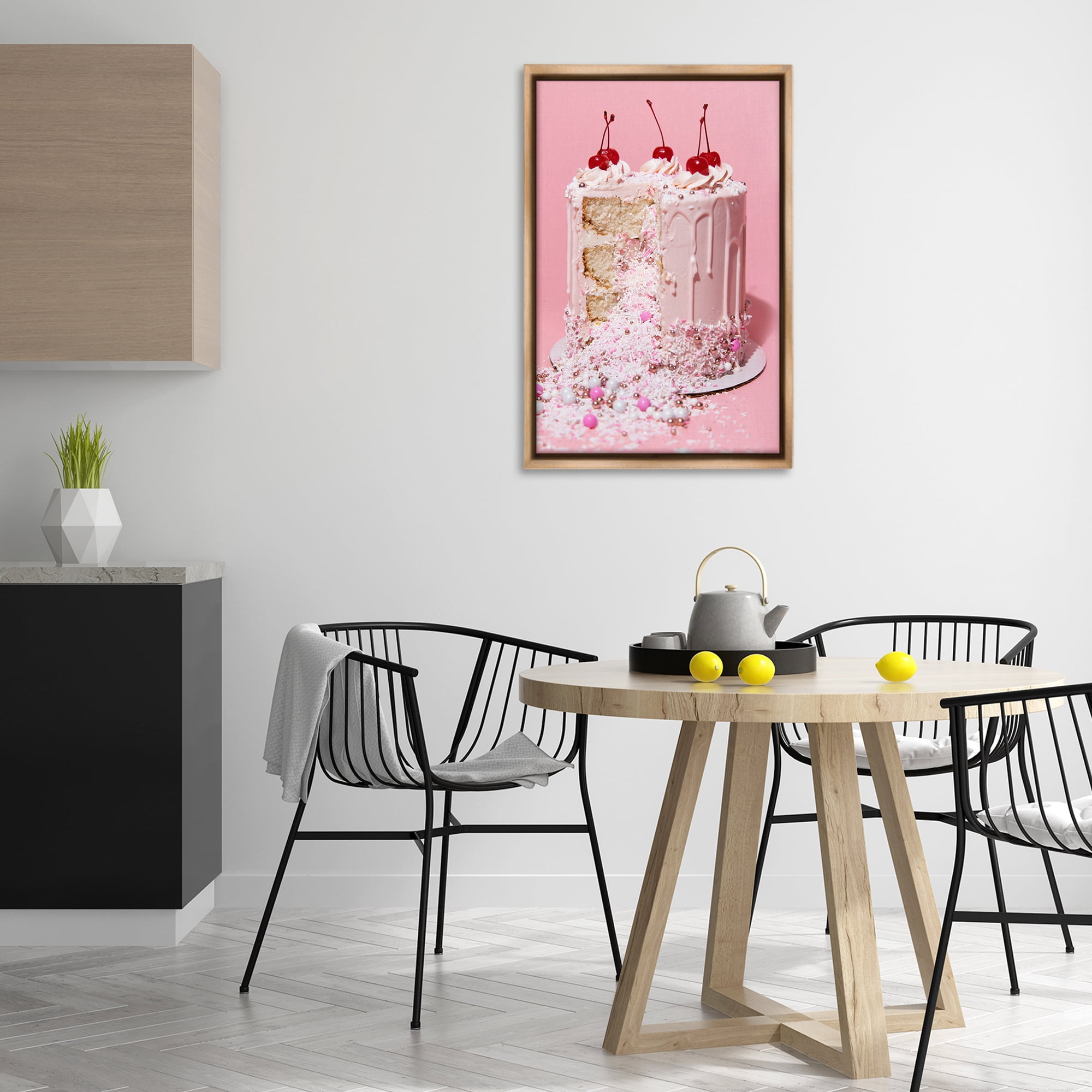 Stupell Industries Glam Gemstone Cake Food & Beverage Painting Brown Floater Framed Art Print Wall Art, 21 x 31