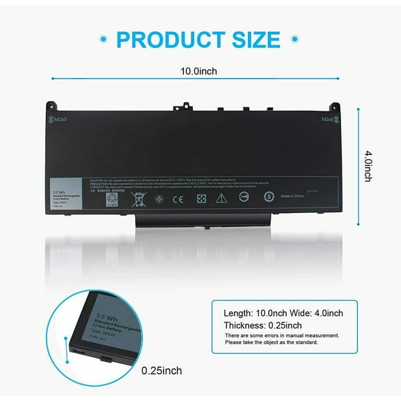 New J60J5 Battery for Dell Latitude E7270 P26S001 E7470 P61G001 Series 451-BBSX