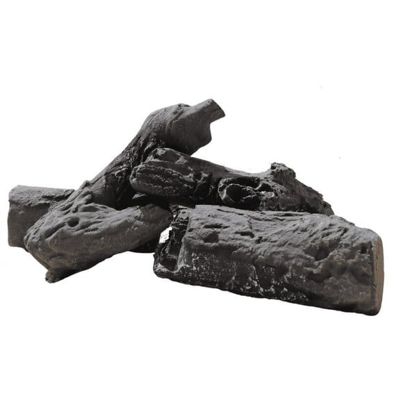 Heyfurni Bûches de Cheminée à Gaz, 4 Pcs Grandes Bûches en Céramique pour Cheminée au Propane, Ensemble de Bûches Décoratives Ignifuges, Charbon, 27cm