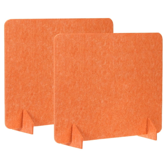 Uxcell Desk Divider, 2 Set 24 x 24 Inch Acoustic Freestanding Desk Divider Desk Privacy Panel with 4 Pcs Support Feet for Library Office Workstation, Orange