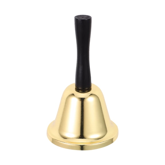 Masteelf Golden Hand Bell Wood Handle Loud Call Bell Classic Service Bell Stainless Steel Dinner Bell for Weddings Events Decoration Classroom Use