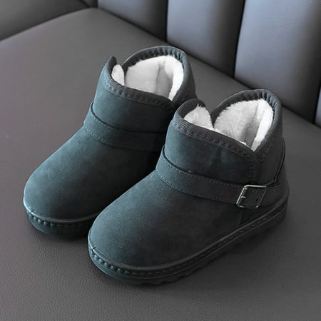 

Girls Boys Fleece Snow Boots Plain Color Soft Sole Anti Slip High Top Thick Warm Shoes For Winter