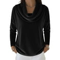 thumbnail image 7 of Hearthz Women's Gold Velvet Tops Sparkly Cowl Neck Long Sleeve Shirts Spring Dressy Casual Blouses Tee For Women Black XL, 7 of 7