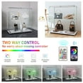 thumbnail image 4 of MAYEERTY 2 Tiers Glass Display Cabinet with Bluetooth LED Light Strip, Curio Storage Cabinet with 2 Door Wheels and Lock, Tempered Glass Top, White, 4 of 11