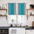 thumbnail image 2 of Turquoise Ombre Kitchen Curtains Small Short 39 Inch Length, Grey Modern Art Farmhouse Grommet Top Bedroom Living Room Curtains, Light Filtering Cafe Curtain Drapes 2 Panels Set 55''x39'', 2 of 9