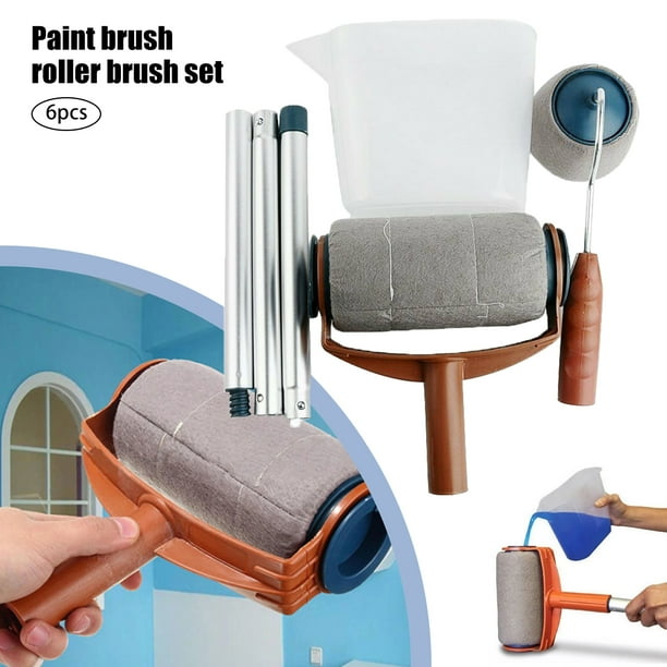 6pcs Paint Runner Pro Roller Brush Handle Tool,Flocked Edger Office