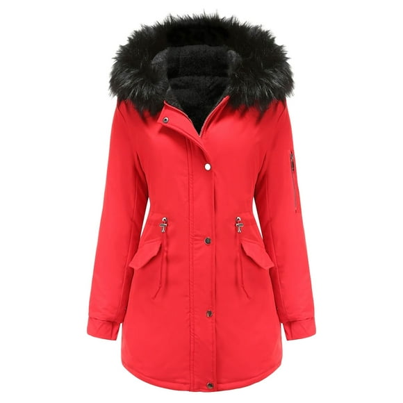 Sexy Dance Manteaux Parka Longs Épais d'Hiver Chauds à Capuche pour Femmes avec Doublure en Fausse Fourrure, Fermeture Éclair, Manteau d'Extérieur, Anoraks