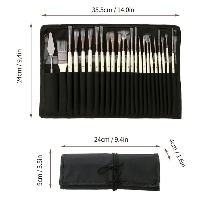 Set of 24 Portable Paint Brushes with Scraper Brush Storage Bag  Professional Artist Set for Acrylic Canvas Art Painting 