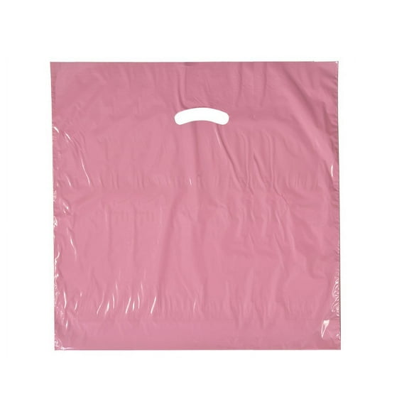 Pack Of 500, 20 x 20" x (With 5" Bottom Gusset) Solid Dusty Rose Super Gloss Recycled Plastic Bags 1.50 Mil Made in USA