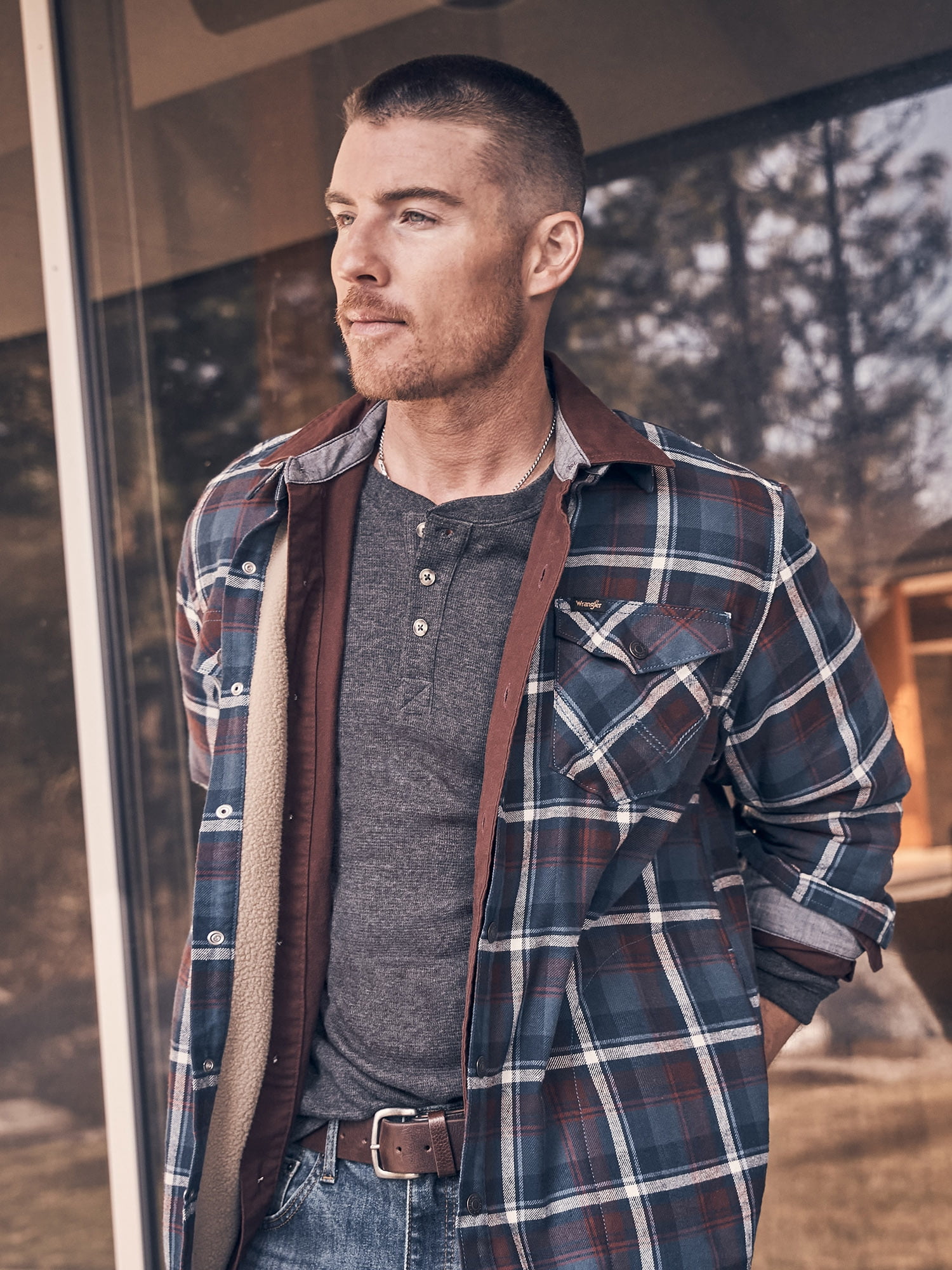Wrangler® Men's and Big Men's Sherpa Lined Relaxed Fit Heavyweight Shirt Jacket, Sizes S-2XL
