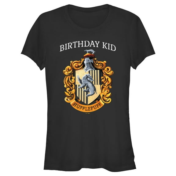 Junior's Harry Potter Hufflepuff Birthday Kid  Graphic Tee Black Large
