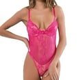 thumbnail image 3 of Elainilye Fashion Womens Bodysuit High Waisted Hollow Out Lace Waist Strap Deep V Low Cut Sexy and Jumpsuit,Pink, 3 of 9