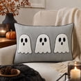 thumbnail image 7 of Halloween Striped Ghost Throw Pillow Black/White Decorative Pillow for Couch and Bed 8" x 16", 7 of 7