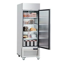 KFFKFF Commercial Upright Freezer 19.32 Cu.ft, 27" Wide Single Door Freezer, Stainless Steel with Auto-Defrost, Adjustable Shelves, -13 to 5℉ Temperature Range, LED Lighting, and 4 Casters
