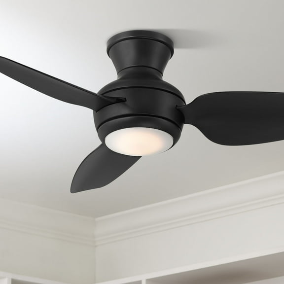 Casa Vieja 36" Whirl Modern Indoor Outdoor Ceiling Fan 3 Blade LED Light Remote Control Matte Black Finish Bedroom Patio Hugger