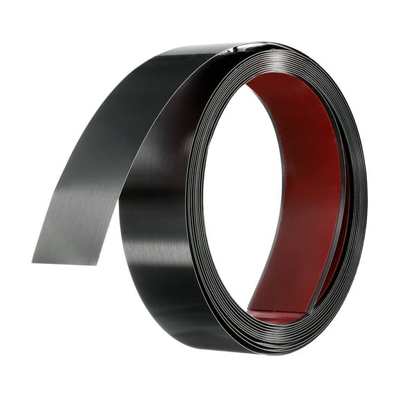 Black Metalized Brushed Finish Molding Trim, Peel and Stick Stainless Steel, Flexible Self-Adhesive Metal Trim for Wall, Mirror Edging (16.4ft x 1.57")