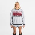 thumbnail image 4 of Women's Gameday Couture Gray Arkansas Razorbacks Oversized Showdown Ringer Stripe Sweatshirt, 4 of 6