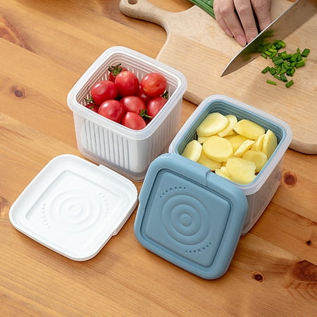 

GXSR Produce Saver Storage Containers - Fresh Vegetable Fruit Storage Containers Keep Vegetables Fresh Easy to Clean Draining Crisper with Strainers