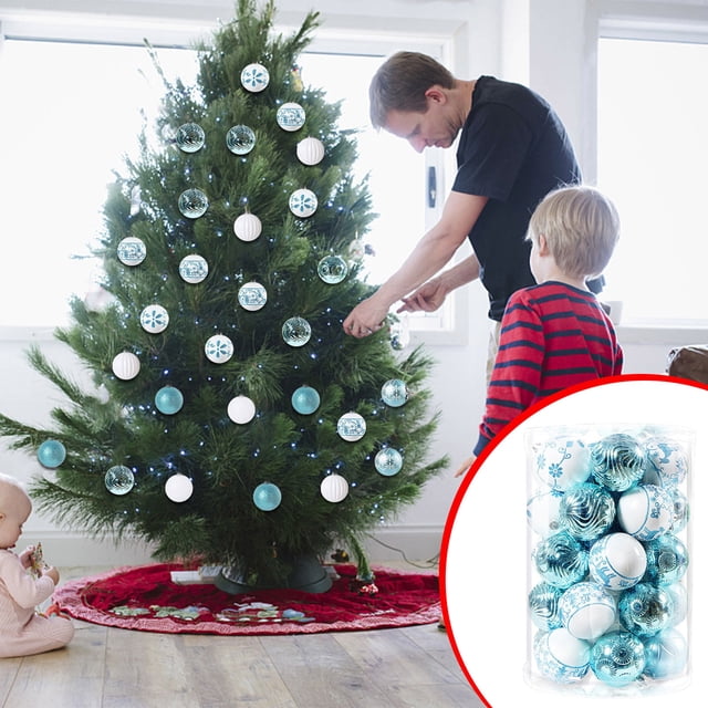 34 adornos navideños colgantes para árbol de Navidad, ideales para fiestas. Bolas de plástico para colgar en el árbol.