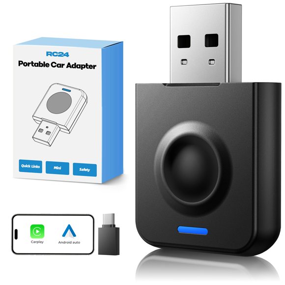 LAMTTO 2-in-1 Wireless CarPlay and Android Auto Adapter, Convert Wired to Wireless CarPlay Mini Adapter for OEM Wired Cars, USB Type C Plug