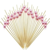 ACDANC Pink Pearl Bamboo Cocktail Picks 4.7" Long Fancy Toothpicks for Appetizers Drinks Fruits Party Food Garnish Skewer Sticks 100 Counts