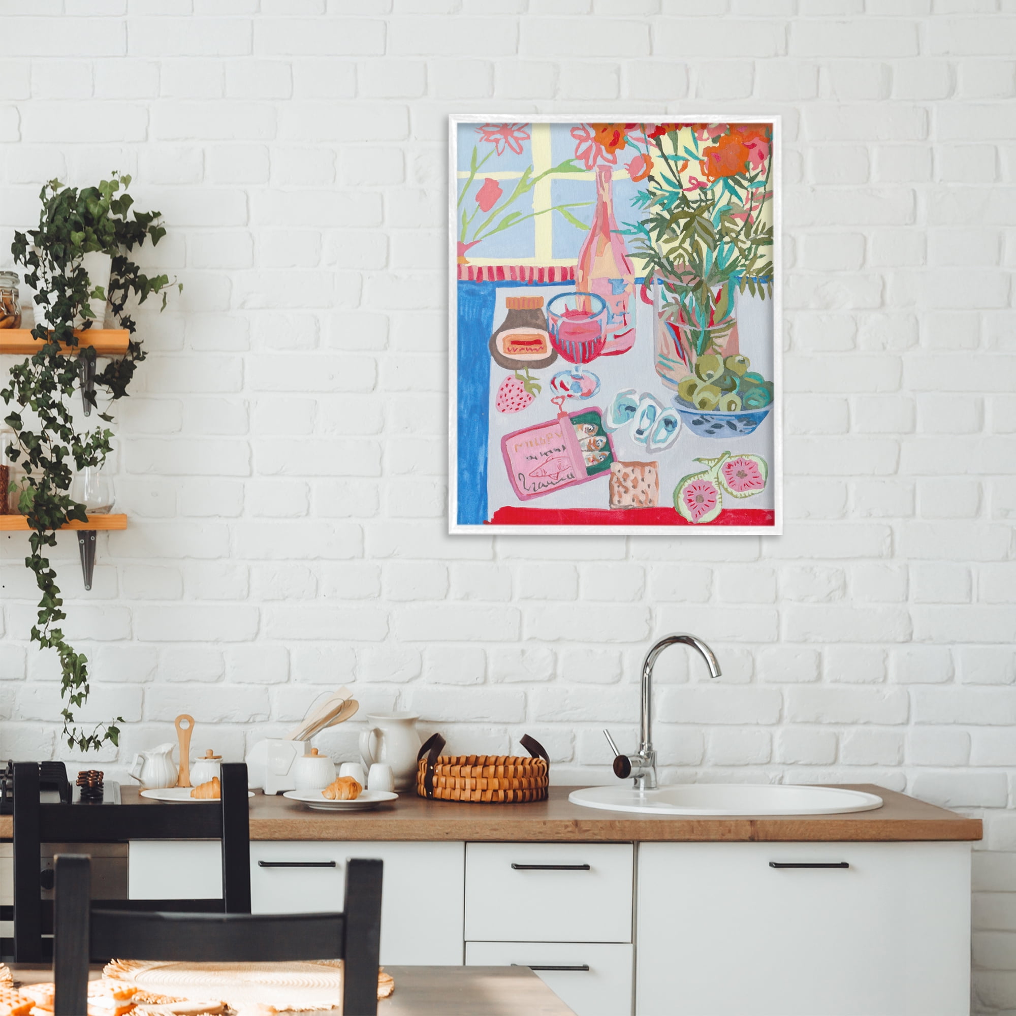 Stupell Industries Red & Blue Table Setting White Framed Giclee Art, design by Melissa Wang