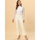 thumbnail image 3 of INSPIRE CHIC Pantalones De Pierna Ancha Para Mujer Con Bolsillos Pantalones De Trabajo Elásticos De Cintura Alta Beige XS, 3 of 5