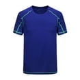 thumbnail image 2 of YONGHS Men's Short Sleeve Workout Shirts Rash Guard Tops Athletic T-Shirt Royal Blue 5XL, 2 of 3