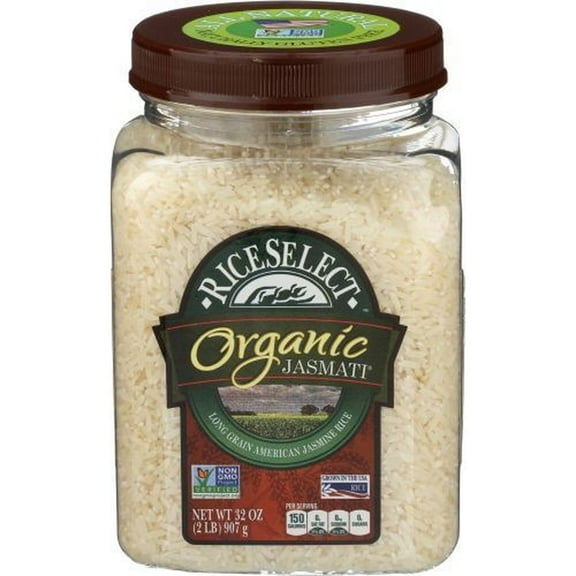 Rice Select Organic Jasmati Rice, 32 Ounce Jar -- 4 per Case.