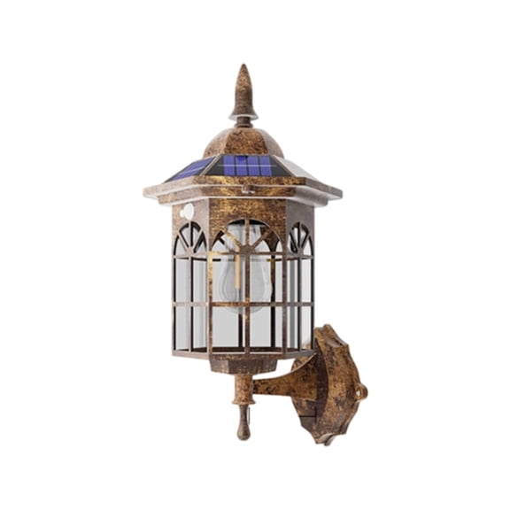 Vintage Solar Wall Lantern Lights Outdoor Waterproof Retro Window Grid Wall Sconce Lamp For Porch Garage Courtyard Exterior Landscape Decor