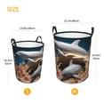 thumbnail image 3 of Balery Coral Fish Dolphin Cesta de ropa redonda con asas, impermeable, independiente, para ropa, juguetes, dormitorio y familia-Medium, 3 of 6