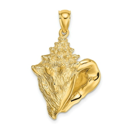 14k Yellow Gold 2-D Conch Sell Charm Pendant Fine Jewelry Ideal (Best Way To Sell Used Jewelry)