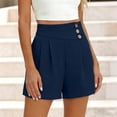 thumbnail image 5 of Kinrui Tailored Shorts for Women with Pockets Casual Dressy Pleated Chino Shorts Wide Leg High Rise Bermuda Shorts Navy XL, 5 of 9